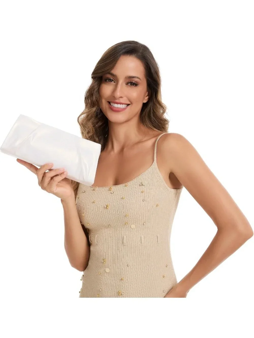 👜 Women's Ivory Chic Evening Bag Pleated Purses Prom Elegant Clutch Purse